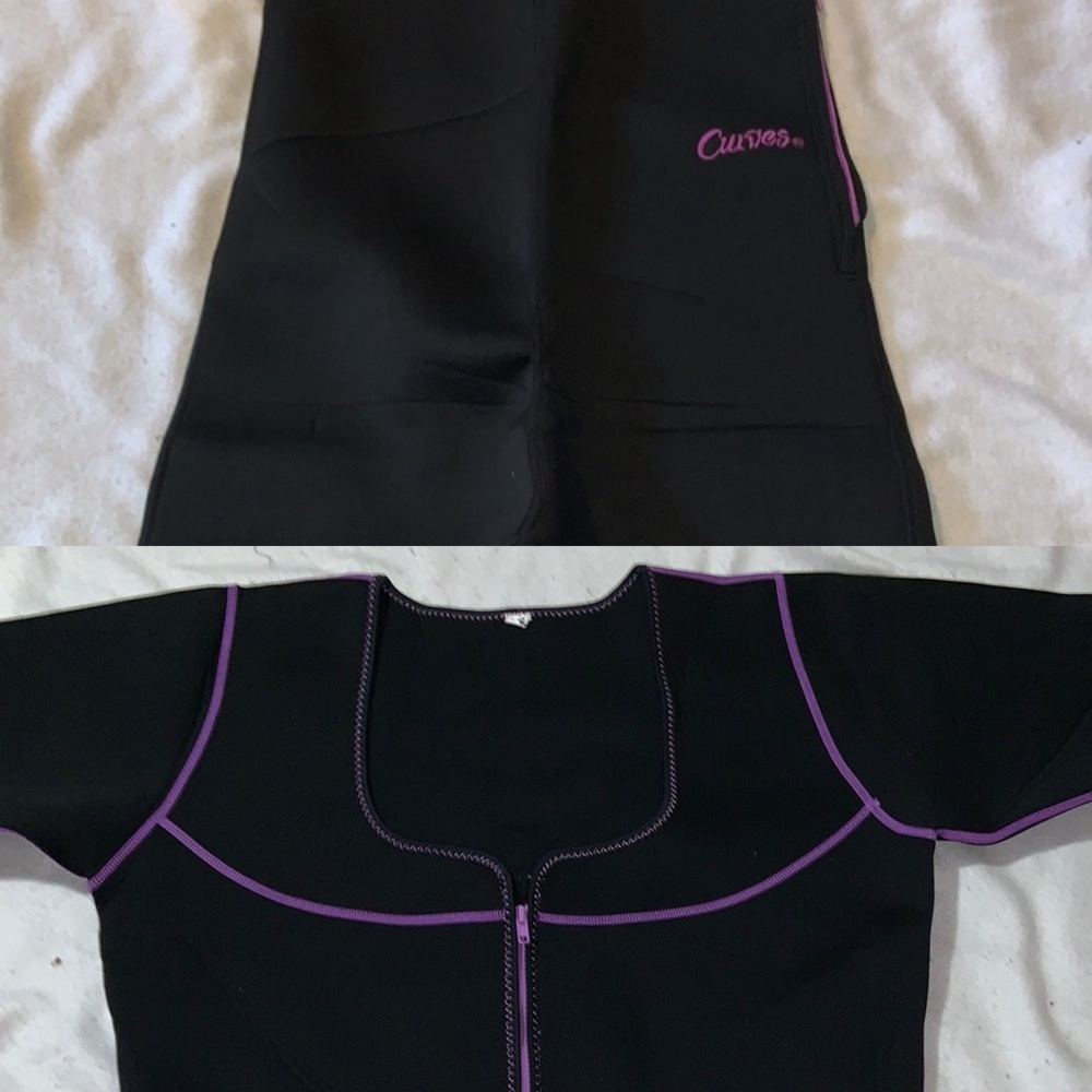 CURVES SHAPER SHORTS & TOP NEOPRENE SWEAT workout body definition high waist 2X